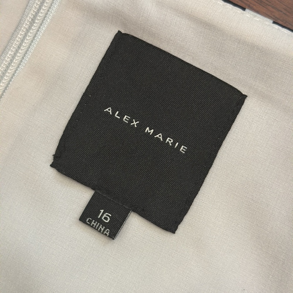 ❤️ Alex Marie Black White Striped Front Tie Pencil Skirt 16 - Picture 3 of 5